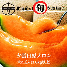 夕張日原メロン 大玉 2玉入(3.6kg以上) 送料無料 北海道産メロン 産地直送 ギフト お中元 贈り物 果物 甘い フルーツ 人気 お取り寄せ 夕張メロン 日原メロン 北海道のフルーツ 夏ギフト お返し プレゼント