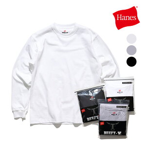 �w�C���Y/HANES H5186 BEEFY-T �����O�X���[�uT�V���c ����T ���� �R�b�g�� �g�b�v�X �z���C�g �O���[ �u���b�N�y�l�R�|�X�����z