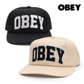 オベイ【OBEY】100580404 COLLEGIATE 6PANEL STRAPBACK キャップ 帽子 CAP ユニセックス メンズ レディース ストリート ロゴ 刺繍 アウトドア コットン 綿100％ ストラップバック UNBLEACHED ホワイト BLACK ブラック【ネコポス発送】