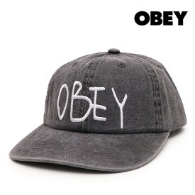オベイ【OBEY】100580405 JOT 6PANEL VELCRO BACK キャップ 帽子 CAP ユニセックス メンズ レディース ストリート ロゴ 刺繍 アウトドア コットン 綿100％ ベルクロ PIGMENT BLACK ピグメント加工 ウォッシュ ブラック【ネコポス発送】