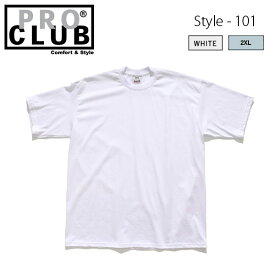 プロクラブ/PRO CLUB 101 Heavyweight Cotton Short Sleeve Crew Neck T-Shirt Tシャツ 大きいサイズ 半袖 TEE ベーシック 大きい メンズ レディース ストリート シンプル WHITE 2XL XXL 正規品【ネコポス発送】