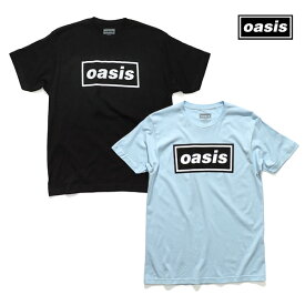 オアシス/OASIS BOX LOGO TEE Tシャツ 半袖 ロックT バンドT ポップ ロックバンド メンズ レディース コットン BLACK ブラック LIGHT BLUE ライトブルー【ネコポス発送】