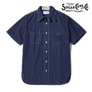 �V���K�[�P�[���ySUGAR CANE�zSC36267A FICTION ROMANCE 8.5oz. WABASH STRIPE WORK SHIRT (SHORT SLEEVE)�@�V���c ���� �����V���c �����Y �X�g���C�v �u���[ ���[�N�V���c ���B���e�[�W ���m�G���^�[�v���C�Y �A��
