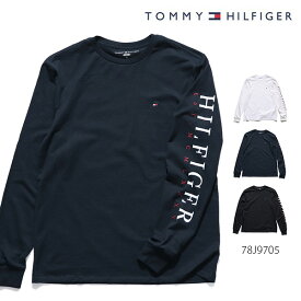 トミーヒルフィガー/TOMMY HILFIGER 78J9705 HILFIGER BASIC LSTEE メンズ ロングスリーブ ロンT 長袖 クルーネック ロゴ トップス コットン WHITE NAVY BLACK US規格 インナー レディース【ネコポス発送】