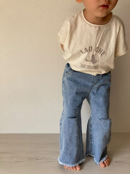楽天市場 Lulubebe 1周年記念 大感謝価格 ダメージデニム ワイドパンツ 韓国子供服 ダメージが可愛いワイドデニム ジーパン ズボン ジーンズ 長ズボン 着るだけで可愛い 子供服 子供 春物 夏物 男の子 女の子 男女兼用 ベイビー キッズ Lulubebe