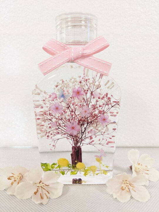 楽天市場】桜 ハーバリウム さくらの木 角スキットル瓶 ハーバリウム 