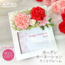 母の日 ギフト ガーデン カーネーション フォトフレーム 写真立て L判 縦横 2Way プリザーブドフラワー 造花 バラ 誕生日 還暦祝い 敬老の日 退職 送別 お祝い プレゼント 女性 母親 お母さん 義母 祖母 おばあちゃん 妻 記念写真 ウッドフレーム クリアボックス ルルズ