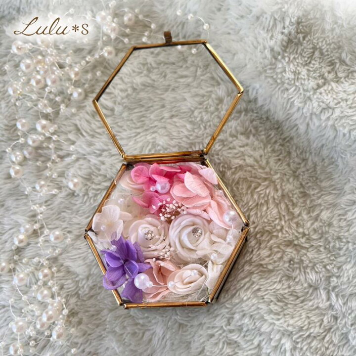 楽天市場】リングピロー ガラスケース プリザーブドフラワー 完成品 