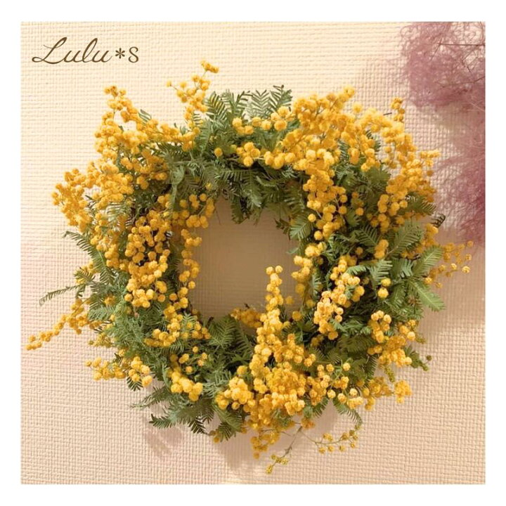 楽天市場】ドライフラワー ミモザリース ナチュラルリース サイズ:約  