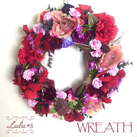 flower wreath リース アーティフィシャルフラワー 造花 ドライフラワー 誕生日 プレゼント 母の日 父の日 贈り物 ギフト プリザ ウェディング 祝い バースデイ 出産祝い サイズ:直径約30×厚さ約10cm Lulu's-1679 Lulu＊s ルルズ