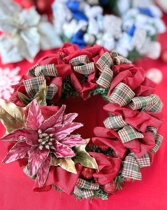 楽天市場】リボン リース 選べる5カラー アーティシャルフラワー  