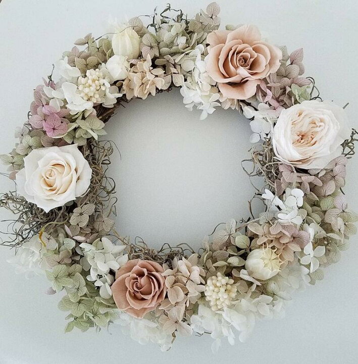 楽天市場】フレンチアンティークリース プリザーブドフラワー ドライ  