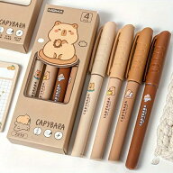 【替えインク10本付き】 ゆるかわ カピバラ 万年筆 4本セット EF 極細 文房具 ステーショナリー かわいい…