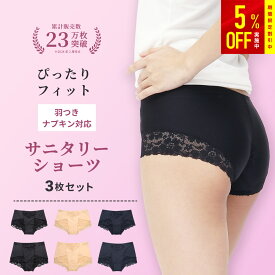 【3枚組 サニタリーショーツガードル】 初めての方にもおすすめ！サニフレア 福袋 2025 M-3Lまで対応 生理用ショーツ 累計販売枚数23万枚突破 昼用 羽つき対応 フィット感抜群 足周り快適 肌に優しい 生理用ガードル ヒップハング フルバック 蒸れない