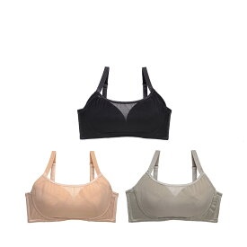 3枚組シアーメッシュブラ 胸を小さく見せるブラLULUSMARTBRA&reg; 通気性がよく、蒸れない シンプルなデザイン しっかりホールド 胸元スッキリ 着痩せブラ