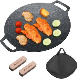 【訳あり】ALKAID マルチグリドル｜鋳鉄＆アルミ複合底でIH/直火対応｜760g＆29cm｜焦げ付き防止 キャンプ/家庭BBQ/焼肉用 (29cmアップグレード版) X00178MY8Z B0D2WYWPCS