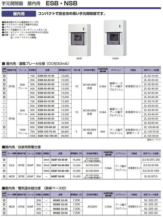 楽天市場】【カワムラ】河村電器産業手元開閉器ESBシリーズ(屋内用 