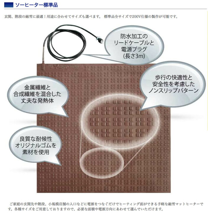 楽天市場】【北海道ゴム工業所】電気式融雪ゴムマットソーヒーター玄関 