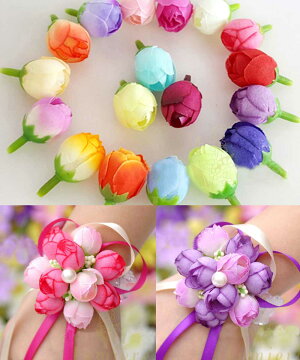 【あす楽】20個セット10色つぼみデコレーションローズ【バラ薔薇造花シルクフラワー花部分のみ花部分茎なしDIY手作り結婚式手芸ハンドメイド装飾飾りカラフル】