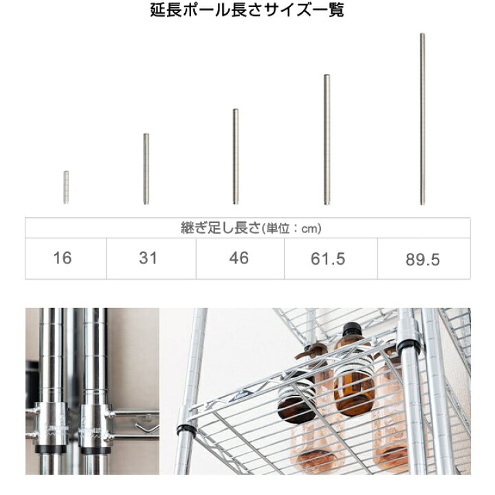 楽天市場】ルミナス 公式 ラック パーツ ポール 高さ30 延長ポール 柱 ポール径19mm 2本セット スチールラック ワイヤーラック  オープンラック メタル パイプラック 収納棚 収納 棚 業務用 スチール棚 頑丈 防錆 キッチン 追加 DIY カスタム ルミナスライト 高さ31cm  ADD ...