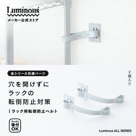 ＼新商品／【公式】 ルミナス ラック用転倒防止ベルト 2個入 全シリーズ対応 転倒防止 スチールラック パーツ 穴あけ不要 追加パーツ 地震対策 防災備品 防災 ルミナスパーツ 固定パーツ 賃貸対応 安全対策 固定ベルト 補強 耐震 部品 ラック部品 専用パーツ DLR-5075G