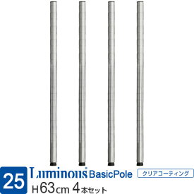 【公式】 ルミナス ラック パーツ ポール 柱 4本セット 高さ60 基本ポール 延長ポール ポール径25mm オリジナルセット スチールラック 収納 棚 メタル 業務用 シェルフ 頑丈 DIY カスタム 部品 ルミナスレギュラー 長さ63m PHL0060SL2_2 25P030 + ADD-P2530