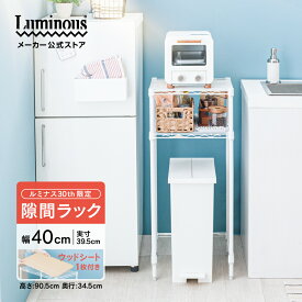 ＼すき間収納／ルミナス ラテ キッチンラック 幅40 奥行35 高さ90 ゴミ箱上 すき間 隙間収納 ラック おしゃれ 北欧 棚 収納 ラック スチールラック 2段 白 ホワイト スリム キッチン収納 レンジ台 キッチンボード レンジボード 作業台 炊飯器 食器棚 LL4090-2KW