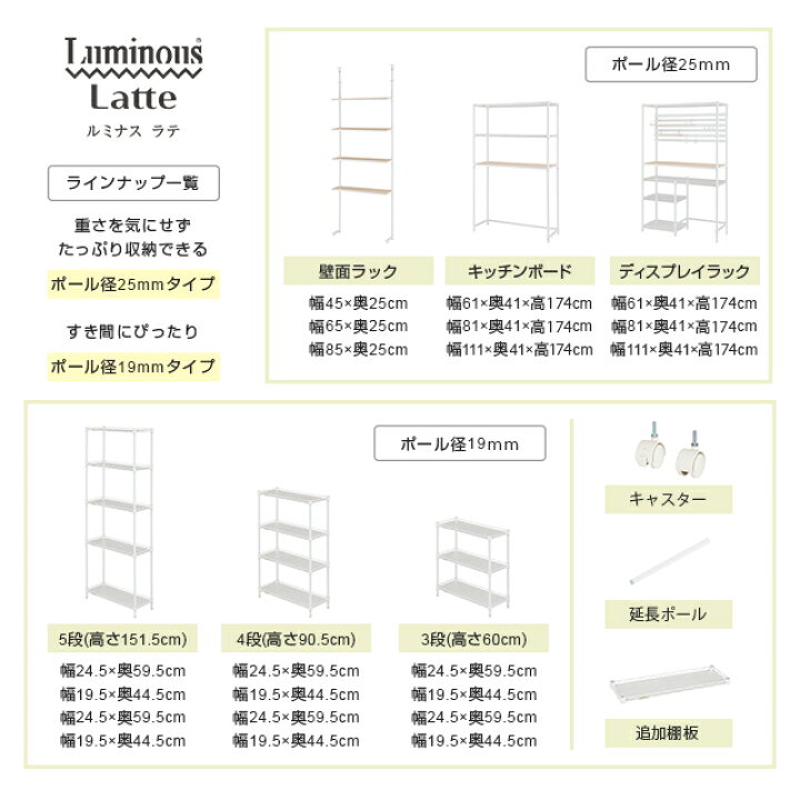 楽天市場】☆ Luminous ルミナス 公式 ☆ ラック 突っ張り 壁面収納 4 