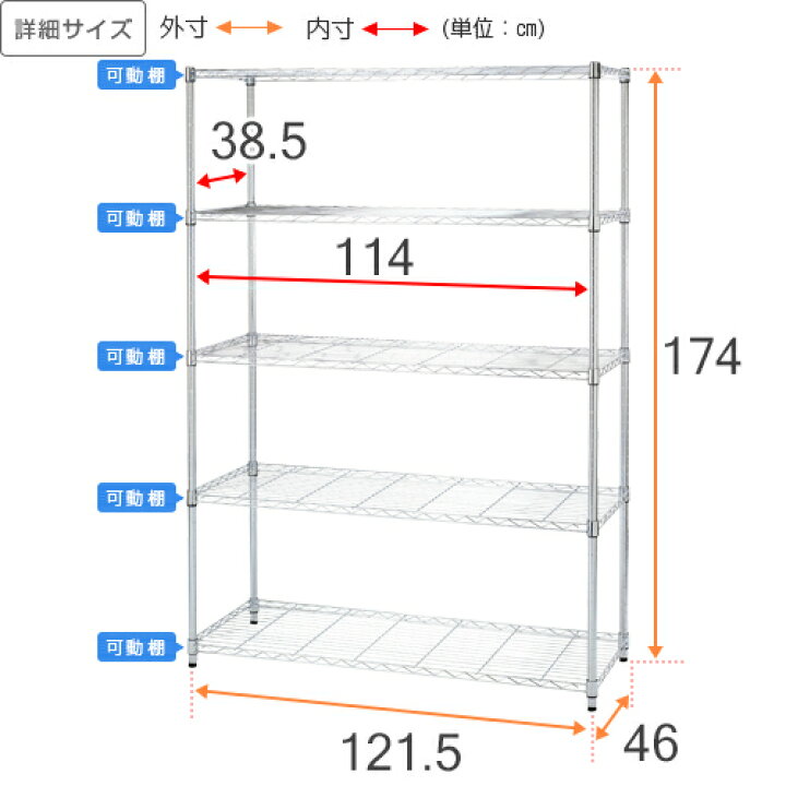 楽天市場】【公式】スチールラック 幅120cm 5段 ルミナススリム メタル 