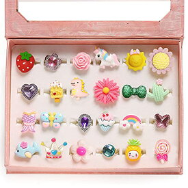 [huazontom] 指輪 おもちゃ 子供用 24個 指輪セット キッズリング ジュエリー 女の子おもちゃ 宝石リング おしゃれ プリンセス