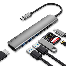 USB C ハブ、WALNEW MacBook Pro USB C アダプター 7-in-1 Type Cハブ 変換アダプター 4K USB C