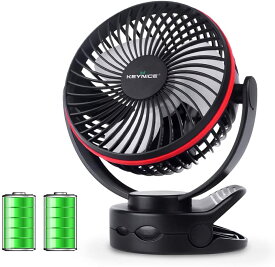 KEYNICE usb扇風機 卓上扇風機 クリップ 充電式 usbファン 超強風 静音 風量4段階調節 360度角度調整 長時間連続使用 LED