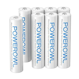 Powerowl単4形充電式ニッケル水素電池8個セット 大容量 自然放電抑制 環境保護 電池収納（1000mAh、約1200回循環使用）
