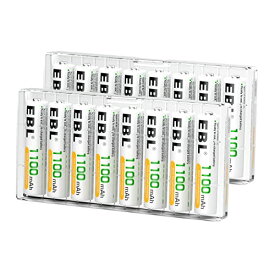 EBL 単4電池 充電式 16個パック 単四電池 ニッケル水素電池 高容量1100mAh 単4充電池 約1200回使用 ケース付き 単四充電池…