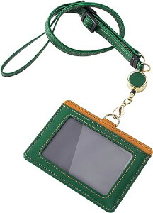 IDカードホルダー ネームホルダー 名札ホルダー 社員証 カードケース メンズ 伸縮リール式 脱着式 横型 両面用 ネックストラップ パスケース