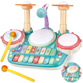 Jecimco 音楽おもちゃ 子供 多機能 ピアノ・鍵盤楽器の玩具 子ども 早期開発 知育玩具 パーカッション セット 男の子 女の子 電子 キ