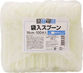 大和物産(Daiwa Bussan) 使い捨て スプーン プラスチック 商売繁盛 袋入り カトラリー 16cm 100本入 アイボリー ホワイト