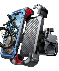 自転車スマホホルダー JOYROOM バイク携帯ホルダー スタンド 振動吸収 マウント スマホ置き 原付 固定 ワンタッチ 自動ロック 片手操作