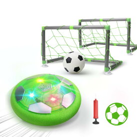 DEERC おもちゃ エアーサッカー サッカーボール 充電式 ホバーサッカー ゴール付き ボールセット LED付き 浮力 スポーツ 室内サッカー