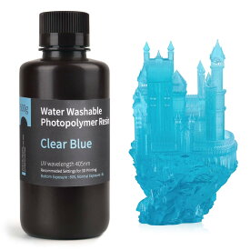 ELEGOO 光造形3Dプリンター用 UVレジン 405nm 水洗い樹脂 500g 光硬化樹脂 LCD 3Dプリンター向け（明るいブルー）