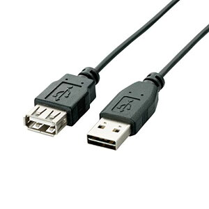 エレコム USBケーブル 延長 USB2.0 (USB A オス to USB A メス) リバーシブルコネクタ 2m ブラック U2C-DE2
