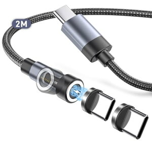 �}�O�l�b�g �[�d�P�[�u�� 2m USB-C & USB-C�P�[�u�� �}���[�d PD60W�Ή� 7�s�� Type-C�[�q 540�x��] �f���h�~