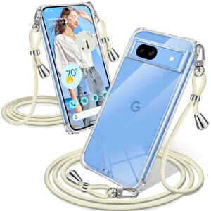 Google Pixel 8a ケース クリア ショルダー 耐衝撃 ピクセル8a カバー スマホケース 透明 織りストラップ付き 肩がけ 首掛け