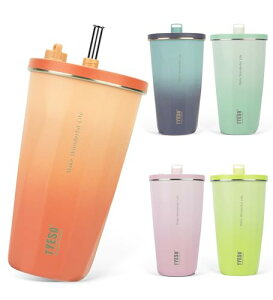 SNS�Řb��TYESO �^���u���[ �X�g���[�t�� 600ml �X�e�����X �W�t�� �^��f�M �ۉ� �ۗ� �A�E�g�h�A �����^�ѕ֗� ������ �R���