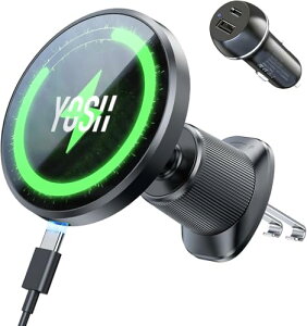 60W�J�[�`���[�W���[�t��YOSH �X�}�z�z���_�[ �� ���C�����X�[�d MagSafe�Ή� �}�O�Z�[�t�[�d�� �� 15W�}���[�d magsafe