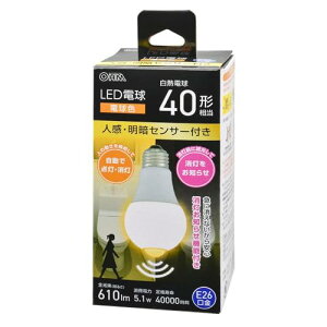 �I�[��(OHM) �l���Z���T�[ �d�� e26 led�d�� E26 40�`���� �l�����ÃZ���T�[�t�� �d���F �I�[���d�@ LDA5L-G R52