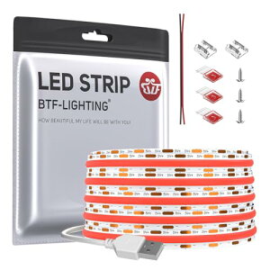 BTF-LIGHTING FCOB COB LED�e�[�v���C�g USB���C�g �����x �t���L�V�u�� 2M 640LEDs/2m ���b�h �ԐF ��