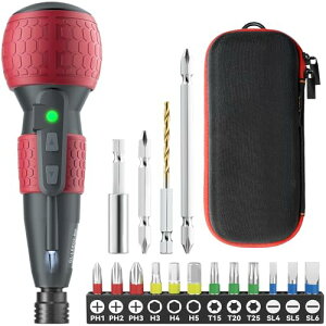 Yacooda �d���h���C�o�[ ���^ ���� 16�_�r�b�g�t�� ���[�P�[�X�t�� �d��4N.m �蓮10N.m USB-C�[�d�� ���P�xLED���C�g