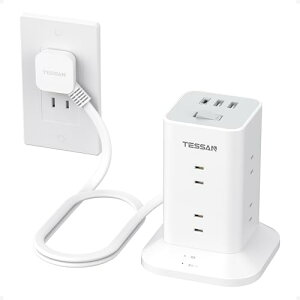 �d���^�b�v �^���[�^ ���^�v���O �����R�[�h 1m 8��AC �R���Z���g 3USB�|�[�g�t�� 180°�X�C���O�v���O TESSAN �e�[�u���^�b