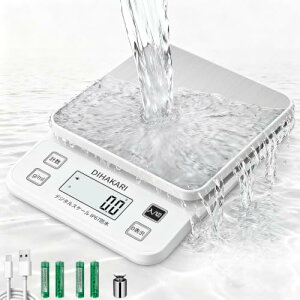 DIHAKARI ��^�L�b�`���X�P�[�� �ې�OK �v�ʊ� IP67���S�h�� �f�W�^���͂��� 10KG 0.1g�P�� ���܈��� �z���C�g DH8